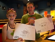 Jason Kitterman and Daughter Gracie Show Off Their Agent P Sketches.