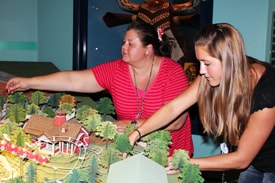Imagineers Jackie Herrera and Laura Mitchell with the New Fantasyland Model At One Man’s Dream