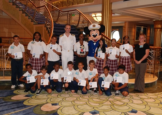 The Year 6 Class from Triple C School in the Cayman Islands Celebrating Winning the 2012 Disney’s Planet Challenge Onboard the Disney Fantasy