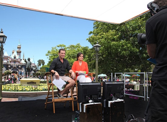 Karl Stefanovic and Lisa Wilkinson, Co-Hosts of Australia's ‘Today’ Show on the Nine Network, Anchoring the Show in Front of Sleeping Beauty Castle at Disneyland Park