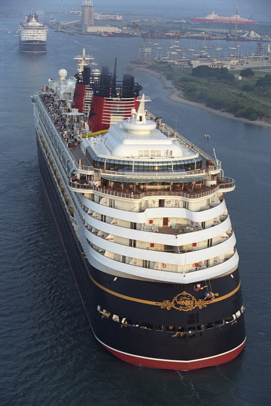The Disney Wonder Pulls into Port Canaveral, Florida, Behind its Sister Ship the Disney Magic, for the First Time Back in 1999