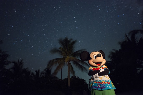 Mickey Mouse at Disney's Castaway Cay at Night