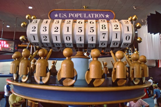 The U.S. Population Counter in CommuniCore at Epcot in the 1980s