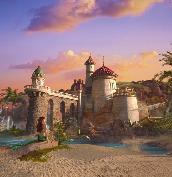 Ariel Gazes at Prince Eric's Castle as the Tide Rushes In; See Her in New Fantasyland at Magic Kingdom Park