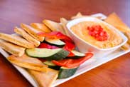 Roasted Red Pepper Hummus with Toasted Pita and Fresh Veggies at Disney's PCH Grill at the Paradise Pier Hotel