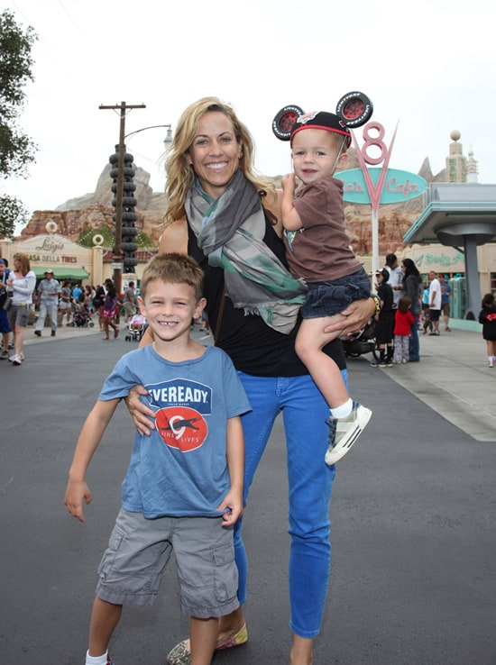 Sheryl Crow and Her Sons in Cars Land at Disney California Adventure Park
