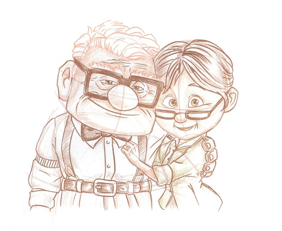 Carl and Ellie from Disney•Pixar's 'Up' Included in the New Park Icon Sketch Collection Debuting at Disneyland Park