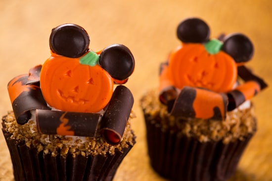 Pumpkin Cupcakes with Maple Icing Topped with Sugared Pecans and Mickey Ears, Available at Disney's Hollywood Studios