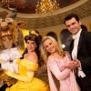 Disney characters Beast and Princess Belle pose December 5, 2012 with ‘Dancing with the Stars’ professional dancers Tony Dovolani (right) and Chelsie Hightower (second from right) to celebrate tomorrow’s official grand opening of the new ‘Be Our Guest’ restaurant in the New Fantasyland area of Magic Kingdom park in Lake Buena Vista, Fla.  The newest Walt Disney World restaurant features dining areas inspired by Disney’s animated film ‘Beauty and the Beast,’ including the castle ballroom, pictured here.