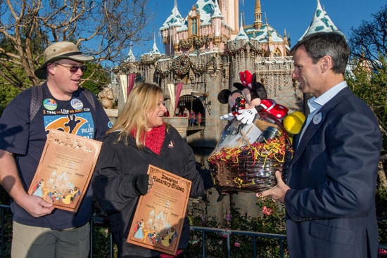 Jeff Reitz and Tonya Mickesh Receive a Night in the Disneyland Dream Suite from Walt Disney Parks and Resorts Chairman Tom Staggs in Celebration of Visiting Disneyland Resort Every Day in 2012