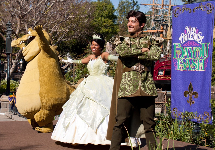 Join Princess Tiana and Prince Naveen at the New Orleans Bayou Bash at Disneyland Park