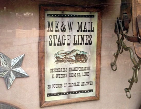 MK&W Mail Stage Lines at Pioneer Mercantile in Frontierland at Disneyland Park
