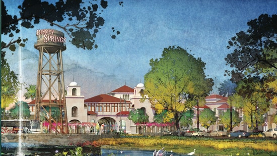LAKE BUENA VISTA, Fla., March 12, 2013 – Along with an eclectic and contemporary mix from Disney and other noteworthy brands, Disney Springs (as shown in this conceptual rendering) will feature a new gateway with a signature water tower and grand entry.