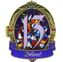 Closed Believe Pin from 13 Reflections of Evil Trading Event at Epcot