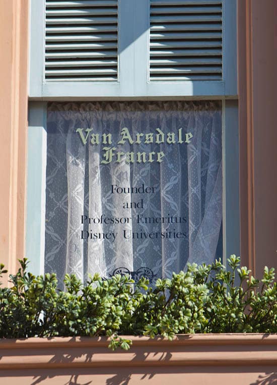 Windows on Main Street, U.S.A., at Disneyland park: Van France