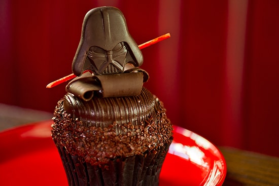 Darth Vader Cupcake with Chocolate-Peanut Butter Filling and Chocolate Frosting