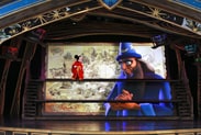 Mickey Mouse and Yen Sid on the Fantasyland Theatre Stage for ‘Mickey and the Magical Map’ at Disneyland Park