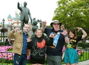 Jeff and Tonya, Who Have Visited the Disneyland Resort Every Day Since January 1, 2012, Join Their Friends (Along with Walt Disney and Mickey Mouse) in Front of Sleeping Beauty Castle.
