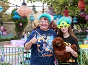 We Caught Marci and Jessica in Front of the Mad Tea Party, Sporting Commemorative T-shirts from Both One More Disney Day and the Monstrous Summer All-Nighter.
