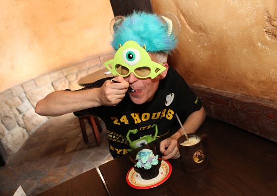 Disney Parks Blog Author Steven Miller Enjoys a Monstrous Cupcake at Gaston's Tavern in New Fantasyland
