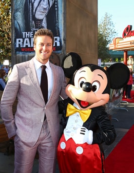 Armie Hammer and Mickey Mouse at Disney California Adventure Park for World Premiere of Disney/Jerry Bruckheimer Films’ ‘The Lone Ranger’