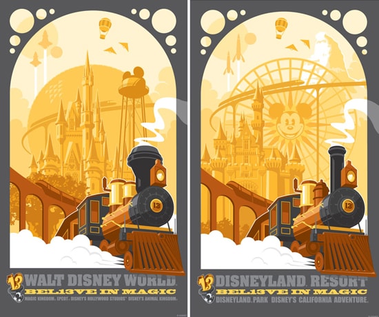 The 2013 Poster for August from Disney Design Group Features the Iconic Disney Railroad