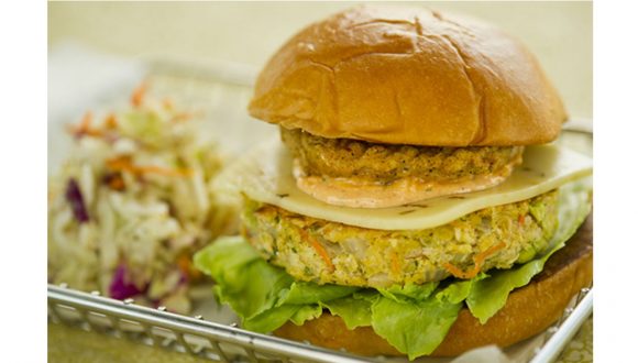 Vegetable Burger with Fried Green Tomatoes and Creole Remoulade from Landscape of Flavors at Disney’s Art of Animation Resort
