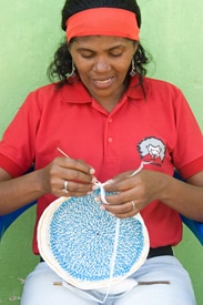 Credit: Hoffner; Proyecto Titi has Taught Women to Crochet Using Plastic Bags Which Help Communities in Columbia Protect Forests that the Cotton-Top Tamarins Call Home