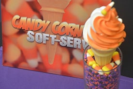 Candy Corn Vanilla Ice Cream with Surprise Candy Corn at the Bottom of the Cone at Storybook Treats in Fantasyland