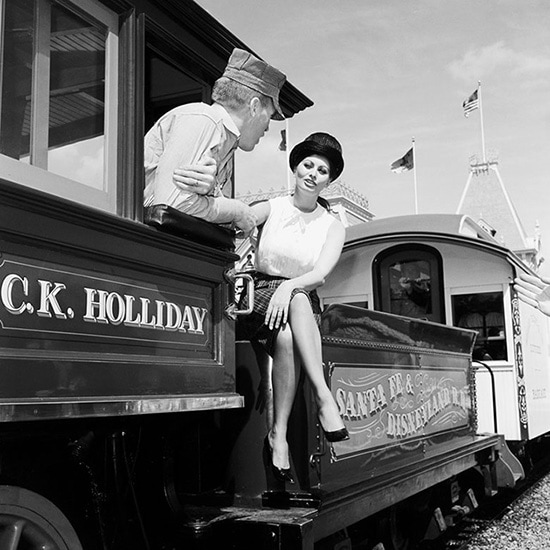 Sophia Loren on the Disneyland Railroad Aboard the C.K. Holliday