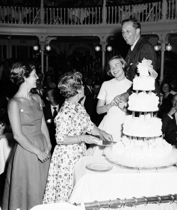 Walt and Lillian Disney with Their Daughters at The Golden Horseshoe at Disneyland Park