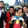 Italian Vocal Trio Il Volo Pose With Pinocchio During A Break In The Taping Schedule