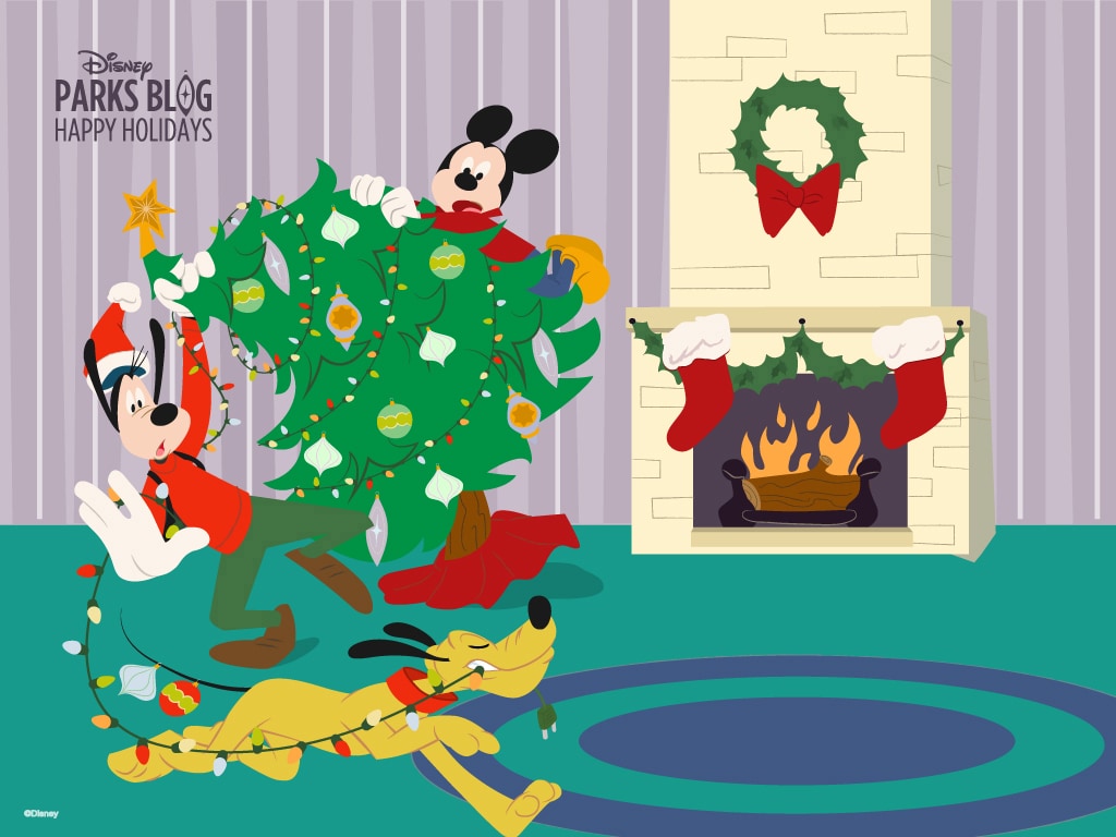Happy Holidays Wallpaper Starring Mickey, Goofy and Pluto