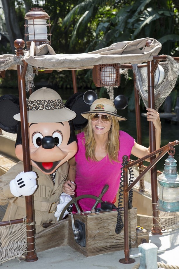 Heidi Klum Meets Mickey Mouse Aboard Jungle Cruise at Disneyland Park