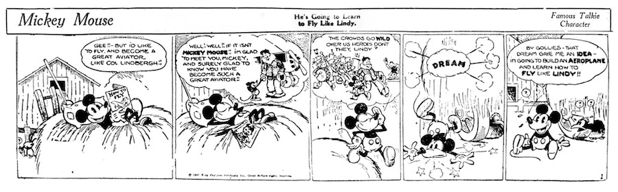 Resultat d'imatges de 1930 — The first-ever Mickey Mouse cartoon appeared in newspapers throughout the U.S.