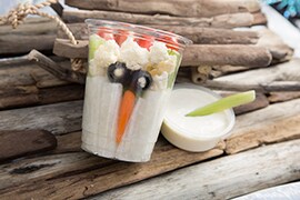 The Crunchy Snowman Veggie Cup is Great for a Light Bite