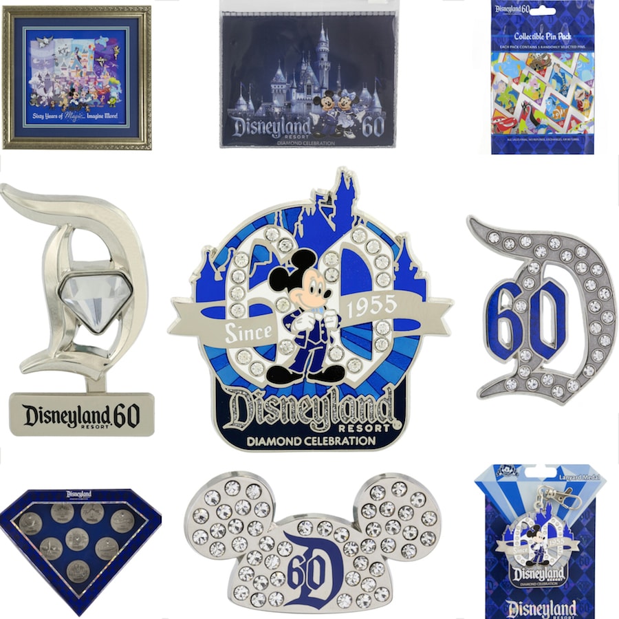  1 X Disneyland 60th Anniversary Diamond Celebration 4 Trading  Pin Starter Set + Lanyard : Clothing, Shoes & Jewelry