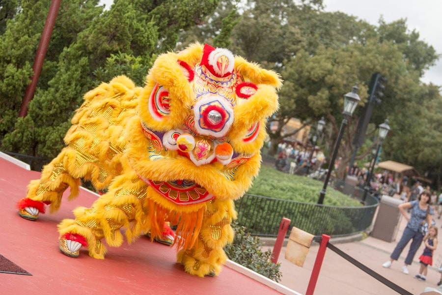 The Chinese Lion Dance During Holidays Around the World at Epcot
