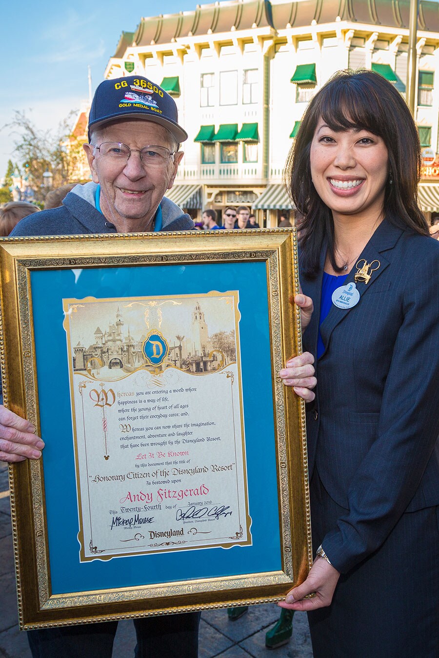 Recap Real Life Hero Behind Disney S The Finest Hours Saluted At Disneyland Resort Flag Retreat Ceremony Disney Parks Blog