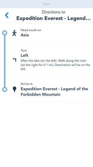 Get Directions in My Disney Experience app