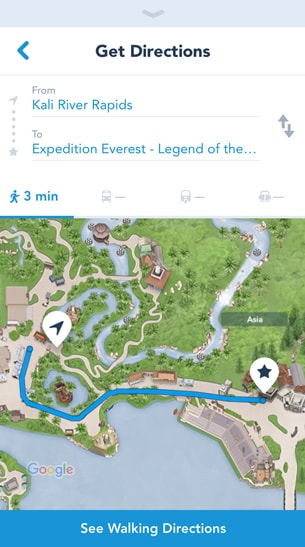 Get Directions in My Disney Experience app