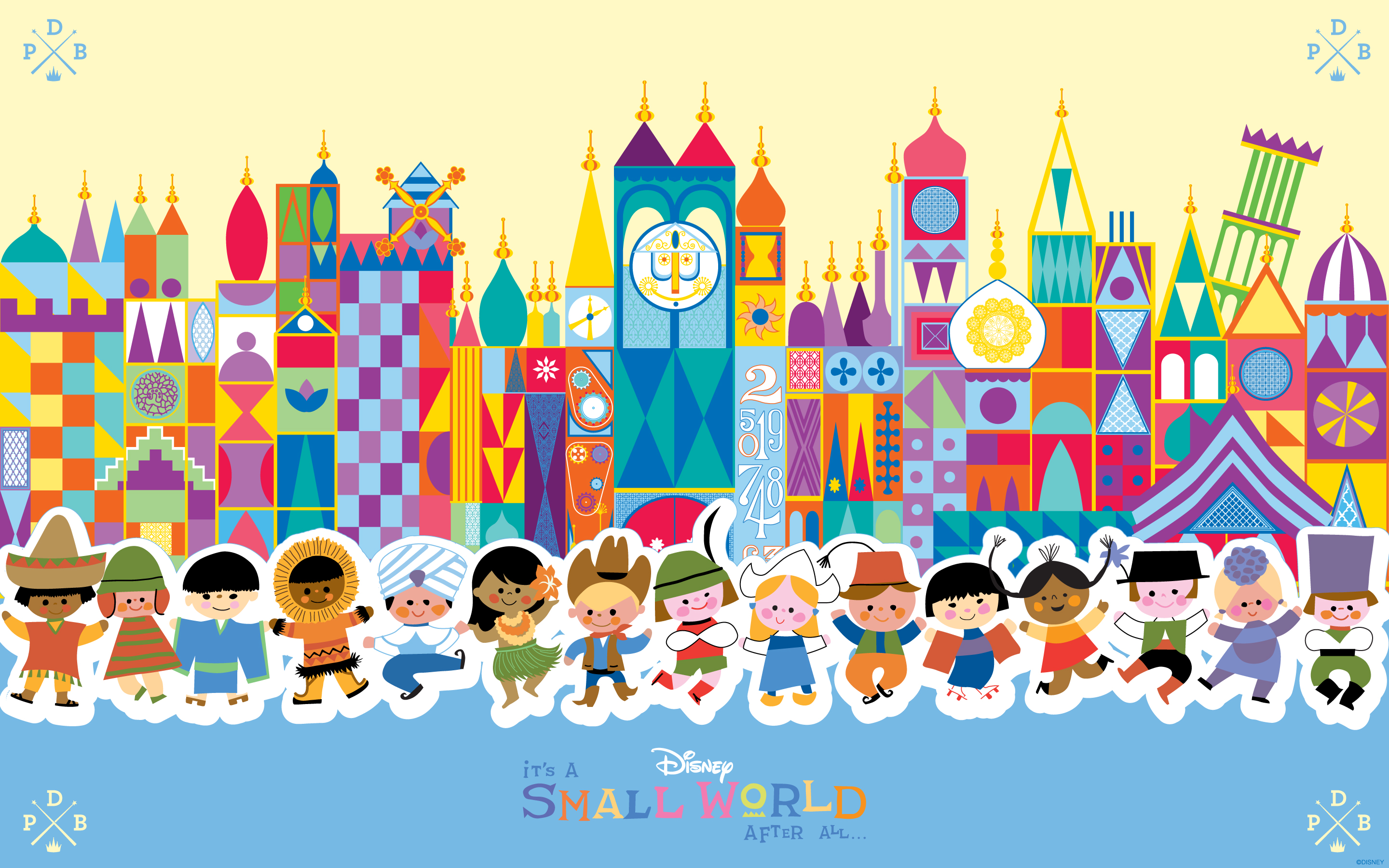 45th Anniversary Wallpaper: ‘it’s a small world’ – Desktop | Disney