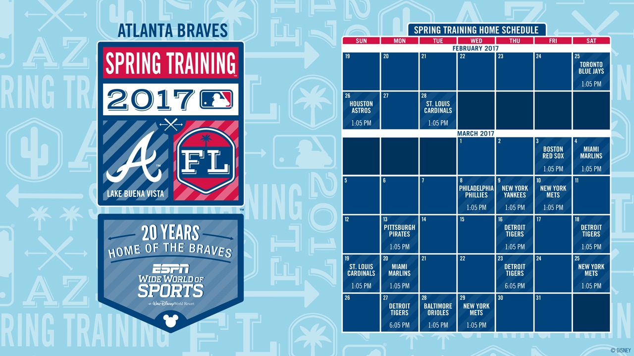 Atlanta Braves’ 20th Annual Spring Training Schedule at Walt Disney World