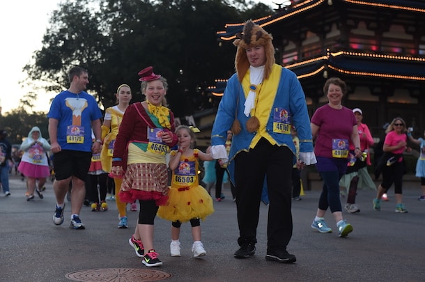 Father and Daughter in Beauty and the Beast inspired runDisney Marathon Costumes