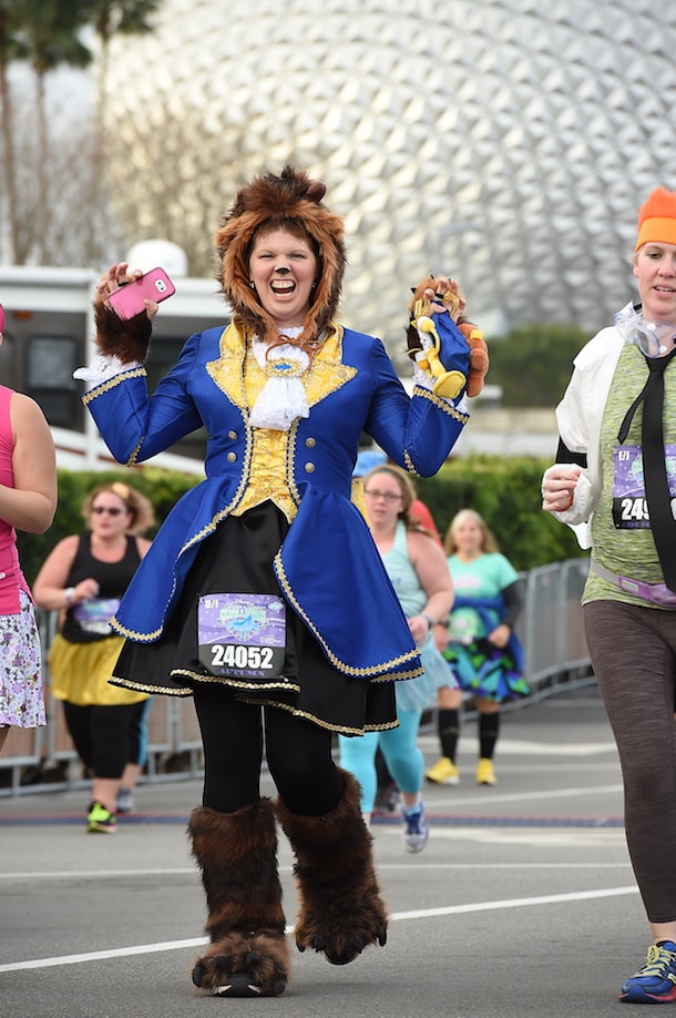 Beast-inspired costume from the Beauty and the Beast completing the runDisney Marathon 