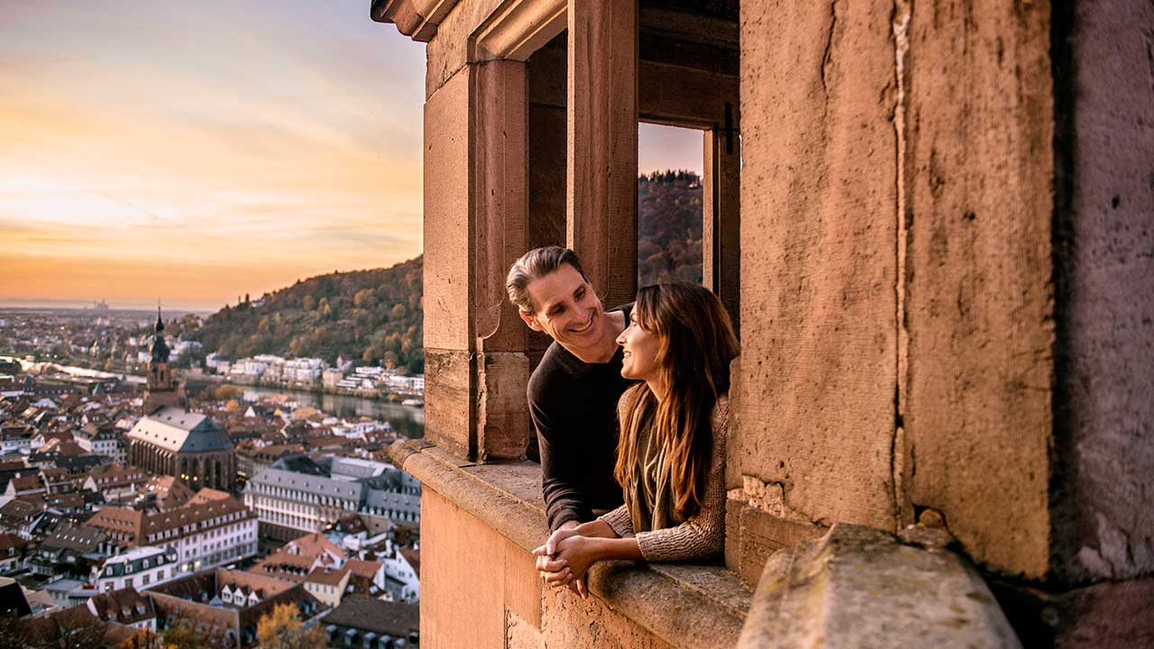 Couple enjoying a romantic trip in Europe with Adventures by Disney