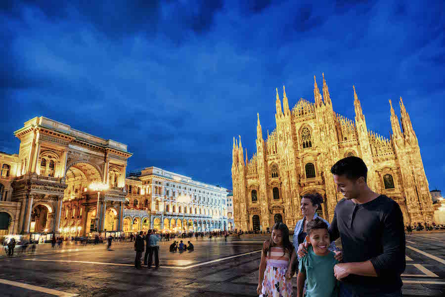 Duomo di Milano and Galleria Vittorio Emanuele at Night, Italy