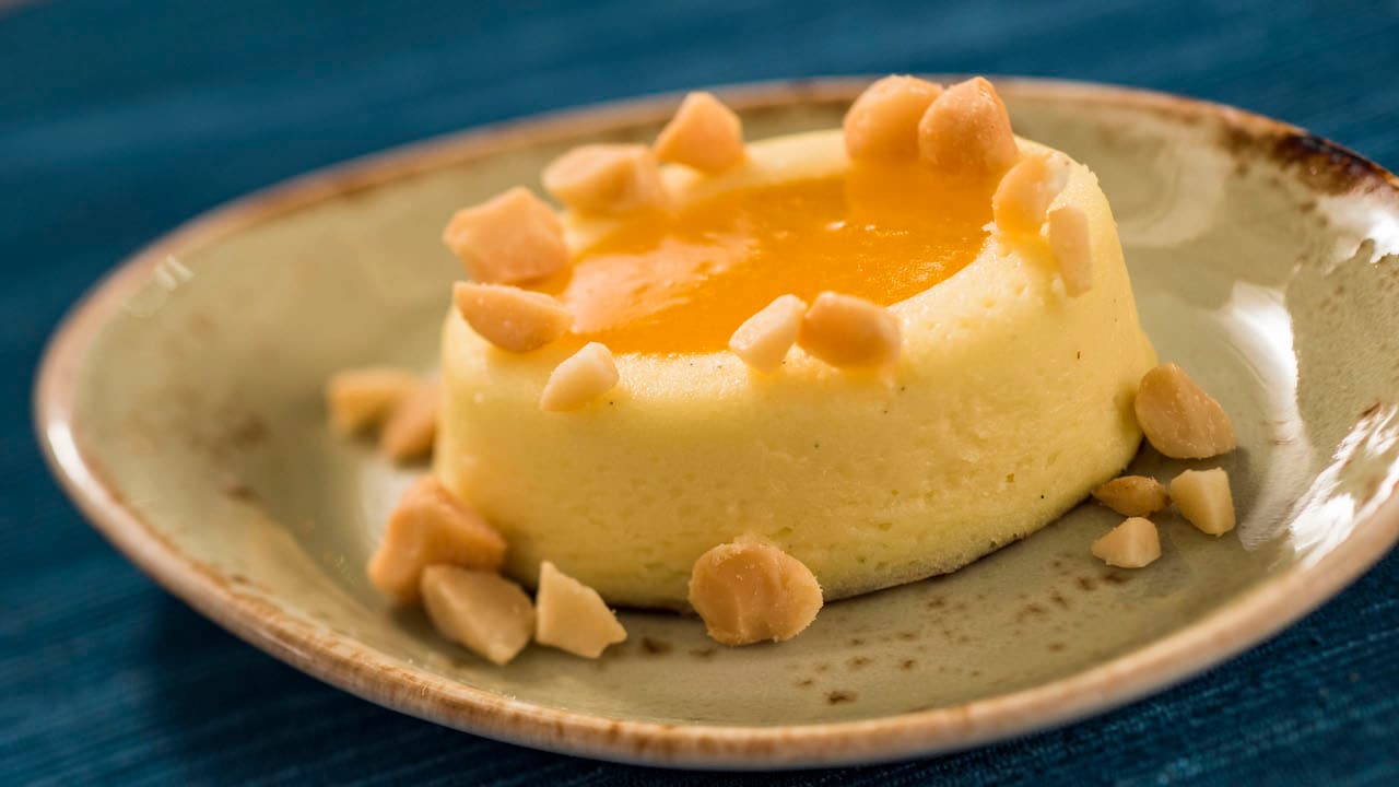Passion Fruit Cheesecake with Toasted Macadamia Nuts