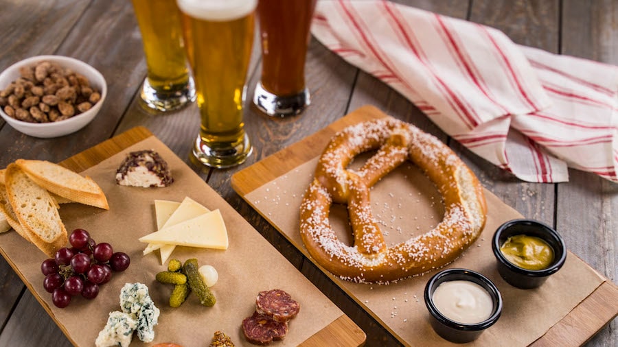 Bavarian Preztzel and California Cheese and Charcuterie board at BaseLine Tap House
