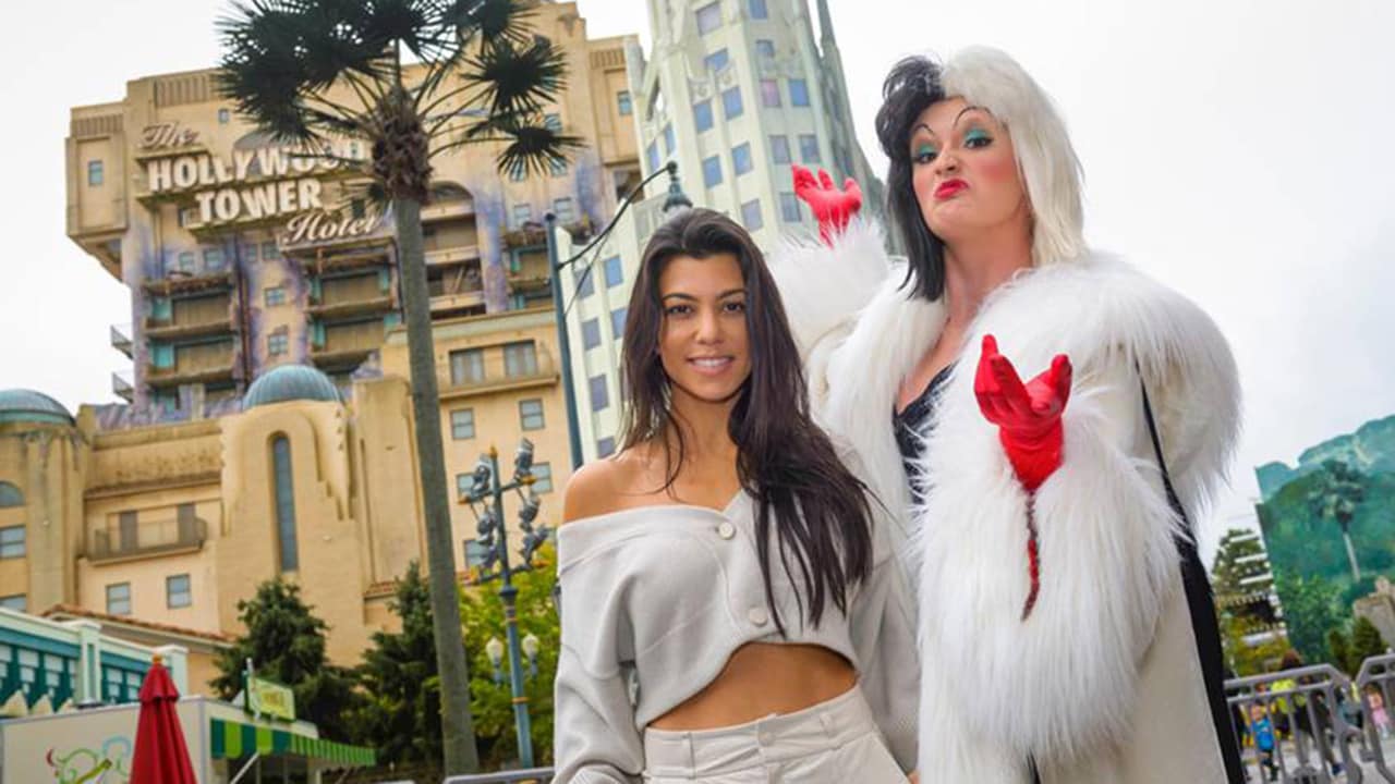 Kourtney Kardashian and Cruella de Vil at Disneyland Paris